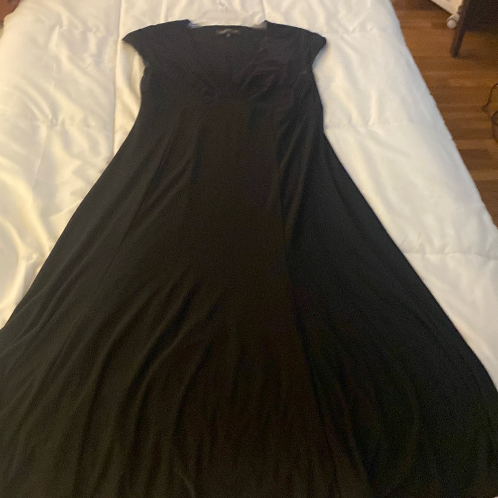 Long Black V-Neck Dress Size 12